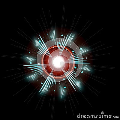 Bright Star Burst Light Effect with Glittering, Glowing Sparkles - Nebula Flare and Glare Stock Photo