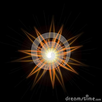 Bright Star Burst Light Effect with Glittering, Glowing Sparkles - Nebula Flare and Glare Stock Photo