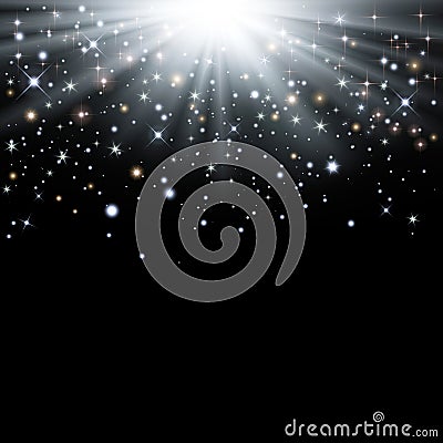 Bright starry festive background with rays Stock Photo