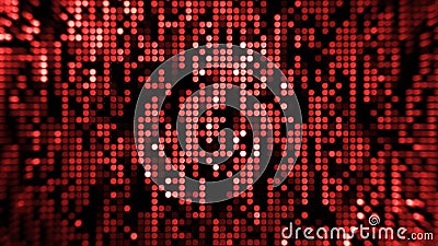 Bright stream of mosaic dots. Motion. Colored dots move in stream on black background. Points move in information pixel Stock Photo