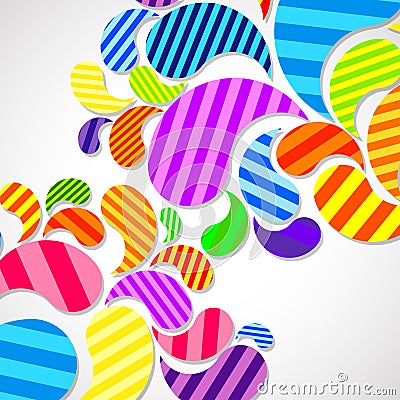 Bright striped colorful curved drops spray on a light background Vector Illustration