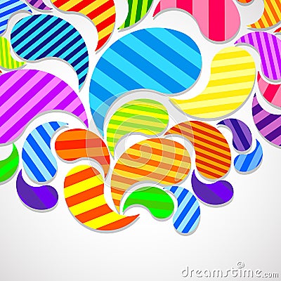 Bright striped colorful curved drops spray on a light background Vector Illustration