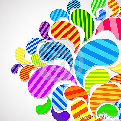 Bright striped colorful curved drops spray on a light background, vector color design, graphic illustration Vector Illustration