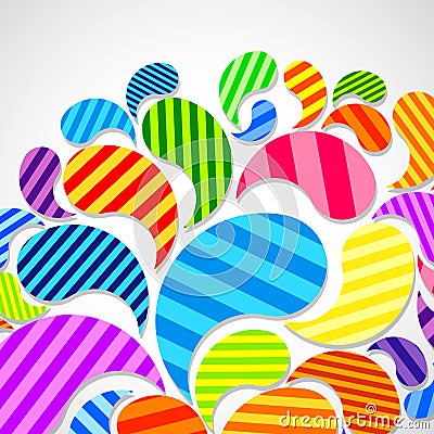 Bright striped colorful curved drops spray on a light background, vector color design Vector Illustration