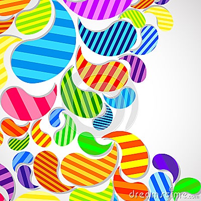 Bright striped colorful curved drops spray on a light background Vector Illustration