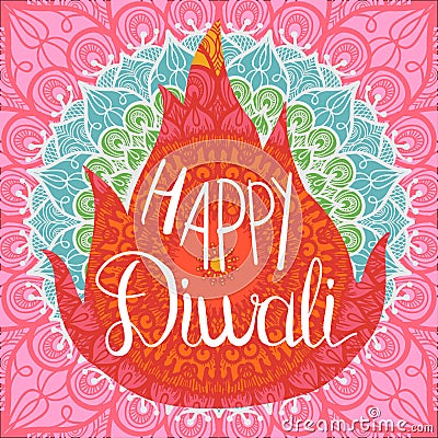 Happy Diwali Celebration Banner Vector Illustration