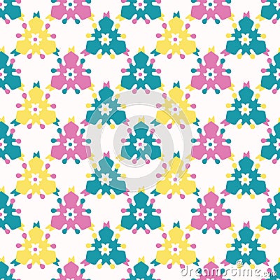 Bright summer daisy flower bloom seamless vectpr pattern. Stylized geometric floral all over print. Pretty 1950s retro feminine Stock Photo