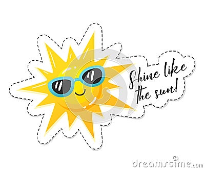 Bright sun sticker Vector Illustration