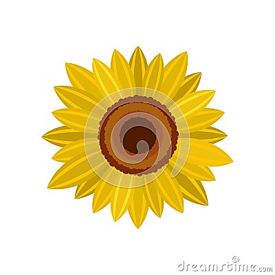 Bright sunflower icon, flat style Vector Illustration