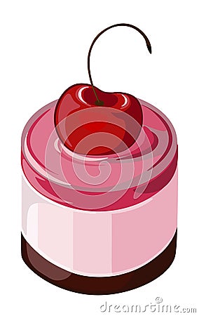 Bright , sweet design element. Cherry souffle. Stock Photo