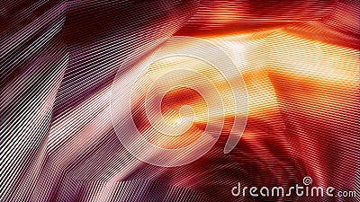 Bright teal or blue reflective lines bg with orange light - digital art - abstract 3D rendering Stock Photo