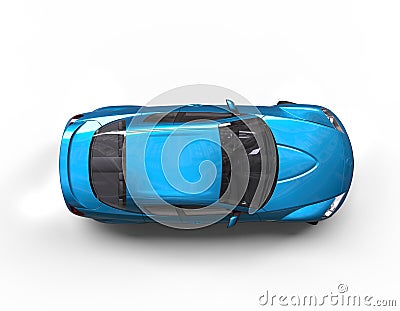 Bright Teal Modern Race Car on White Background - Top View Stock Photo