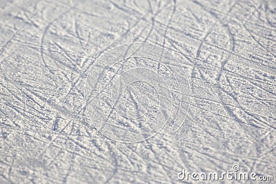 Bright traces of ice skating on an ice rink. background and texture Stock Photo