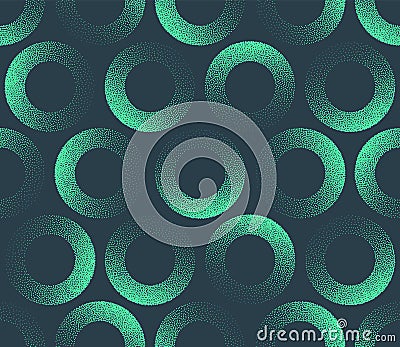 Bright Turquoise Cool Circles Seamless Pattern Trendy Vector Abstract Background Vector Illustration