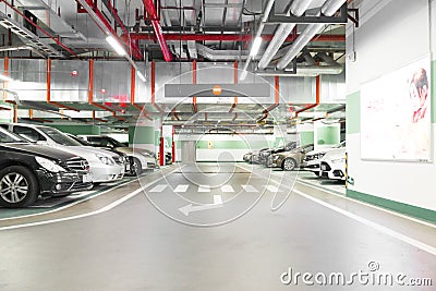 Underground parking garage. industrial background Editorial Stock Photo