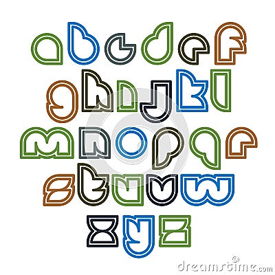 Bright unusual rounded typescript, colorful letters Vector Illustration