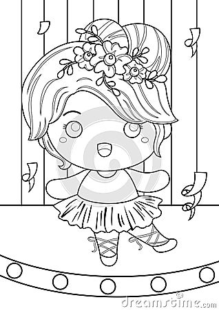 Cute Ballerina Ballet Sport Coloring Pages for Kids and Adult Stock Photo