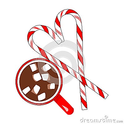 coffee Christmas candy canes caramel cane Cartoon Illustration