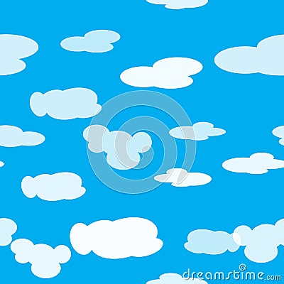 Bright vector seamless pattern of clouds in the light blue sky Vector Illustration