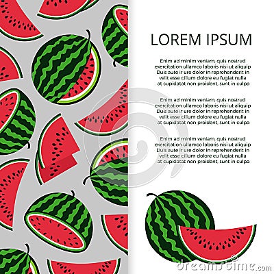 Bright vector watermelons banner template Vector Illustration