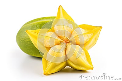 A bright and vibrant stock photo of fresh starfruit on a pristine white background Stock Photo