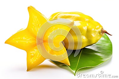 A bright and vibrant stock photo of fresh starfruit on a pristine white background Stock Photo