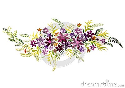 Bright watercolor painting beautiful flowers Stock Photo