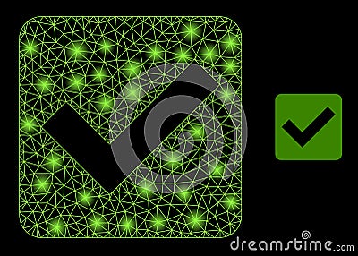 Bright Web Net Confirm Checkbox Icon with Glare Spots Vector Illustration