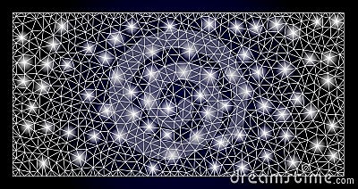 Bright Web Net Filled Rectangle with Light Spots Vector Illustration
