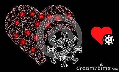 Bright Web Network Heart Infection Icon with Glare Dots Vector Illustration