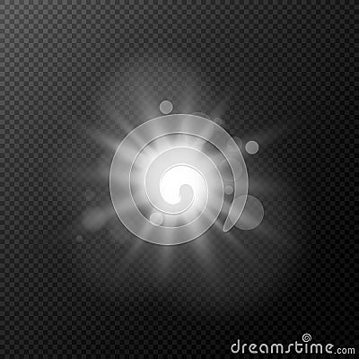 A bright white flash isolated on a transparent background. Flash, highlight for your project. Footage for photos and video. Vector Cartoon Illustration