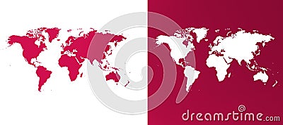 Bright White and purple double world map for dual concept Stock Photo