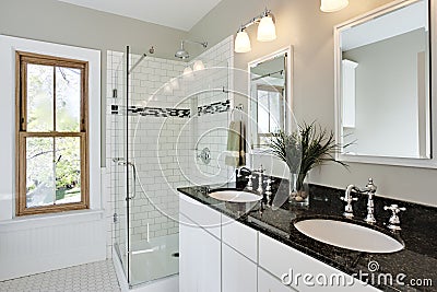 Bright white remodel bathroom Stock Photo