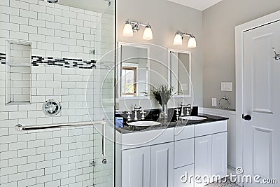 Bright white remodel bathroom Stock Photo