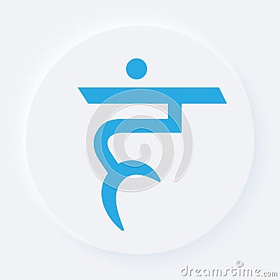 Bright white speritual yoga chakra button. Vishudha meditation symbol on a background. Neumorphic soft effect icon. Shaped figure Vector Illustration