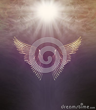 Divine Healing Light Angel Wings Background Stock Photo