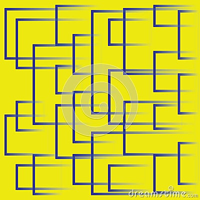 Bright yellow background with blue dynamic squares Vector Illustration