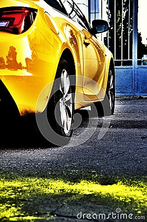 Bright Yellow Car Editorial Stock Photo