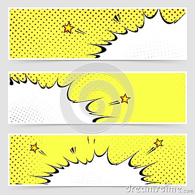 Bright yellow comic book style explosion headers Vector Illustration