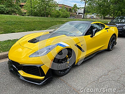 Bright Yellow Corvette Sports Car Editorial Stock Photo