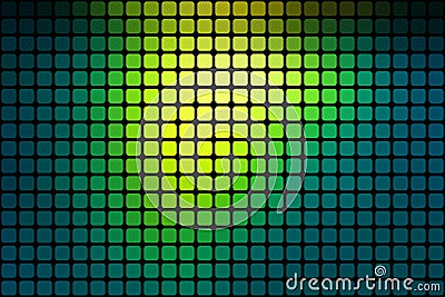 Bright yellow green abstract rounded mosaic background over black Vector Illustration