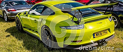 Bright yellow and green Porsche Editorial Stock Photo