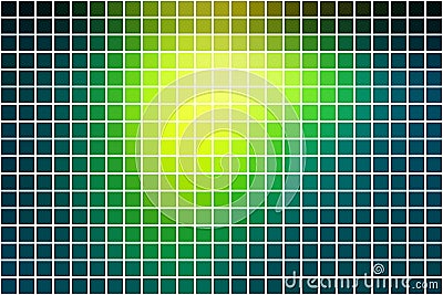 Bright yellow green square mosaic background over white Vector Illustration