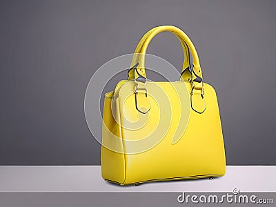 A Bright Yellow Handbag that Takes the Show. Stock Photo