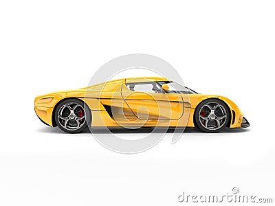 Bright yellow super car - side view Stock Photo