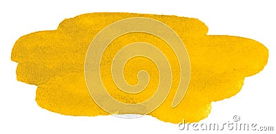 Bright yellow watercolor stains. Isolated xanthous frame. Unique background for design Stock Photo