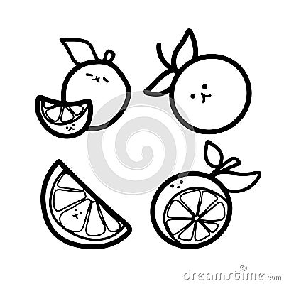 Adorable Orange Illustrations Cute Hand Drawings For Creative Projects Minimalist Design Stock Photo