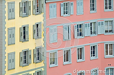 Brightly Colored buildings Stock Photo