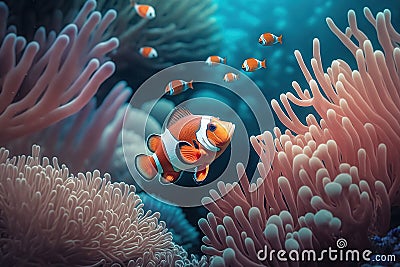 Brightly colored clown fish or Nemo fish. Stock Photo