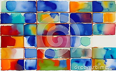 Watercolor regtangles grid AI art Cartoon Illustration